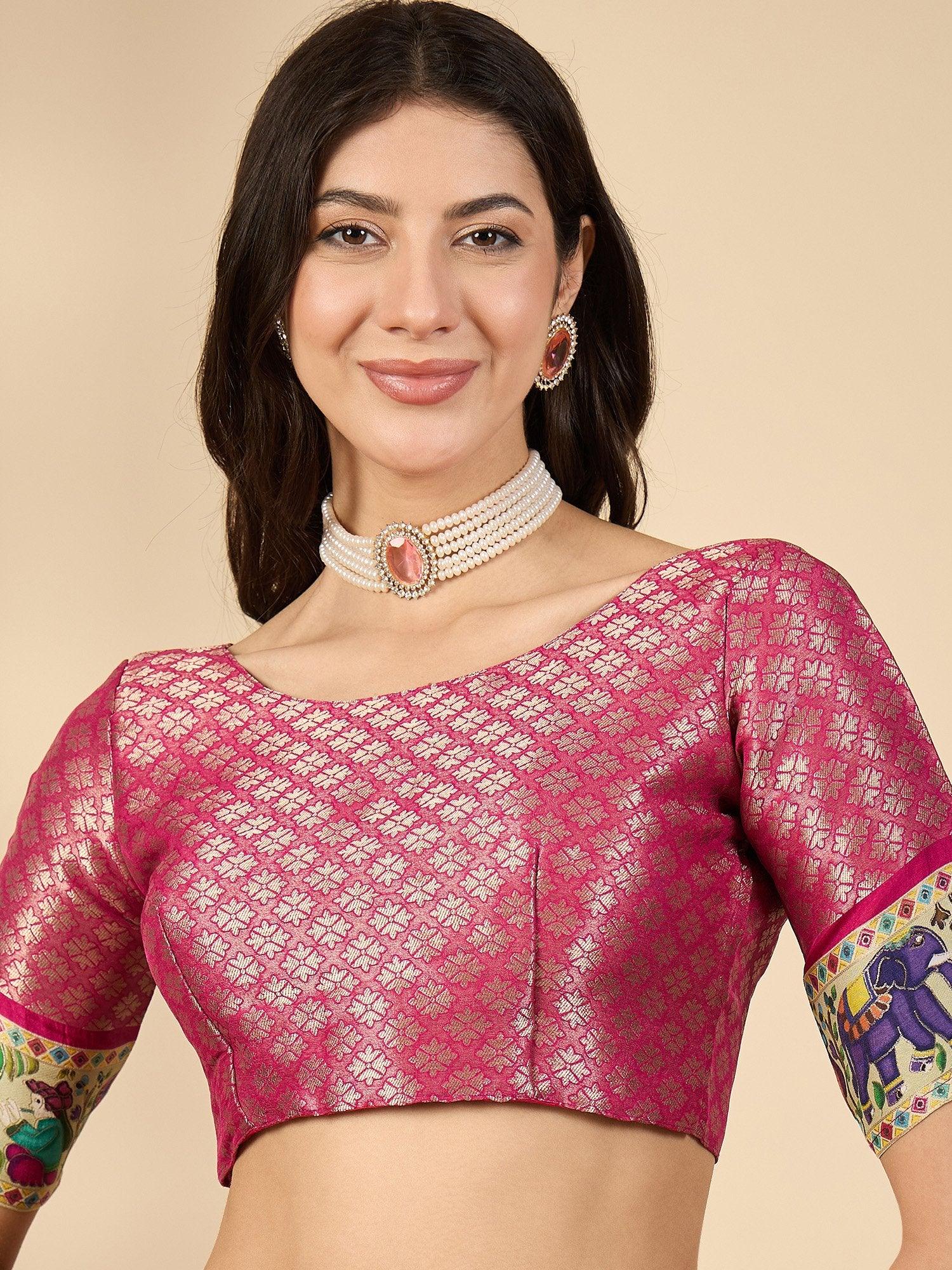 Off White Banarasi Viscose Silk Woven Saree