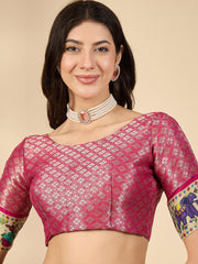 Off White Banarasi Viscose Silk Woven Saree