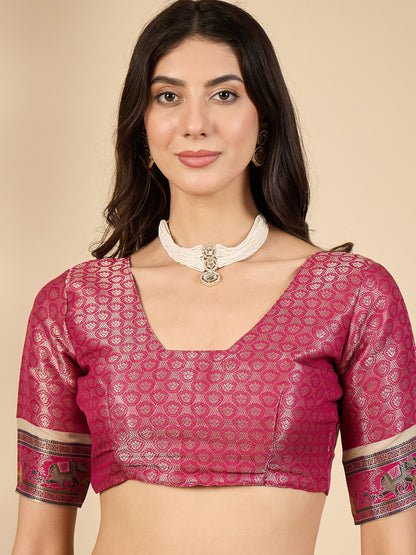 Mauve Banarasi Viscose Silk Woven Saree
