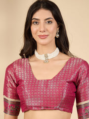 Cream Banarasi Viscose Silk Woven Saree