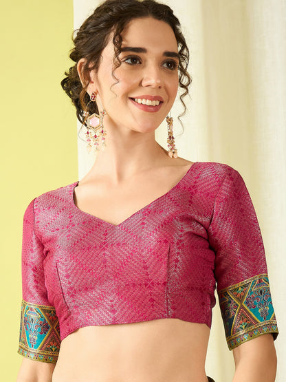 Olive Banarasi Viscose Silk Woven Saree