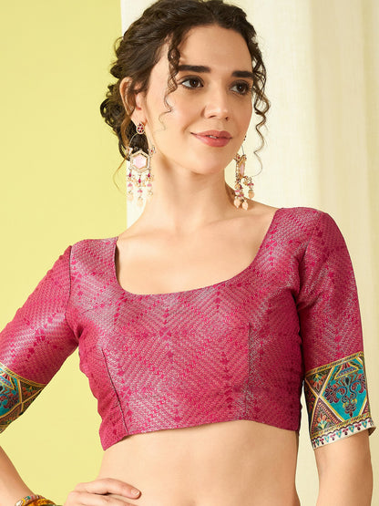 Cream Banarasi Viscose Silk Woven Saree