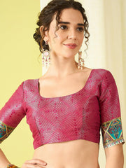 Cream Banarasi Viscose Silk Woven Saree