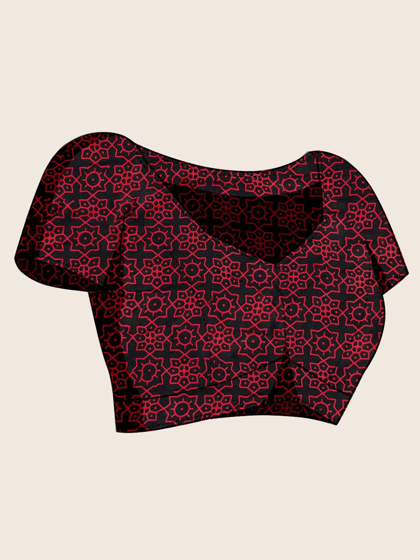 Black Block Print Satin Printed Saree