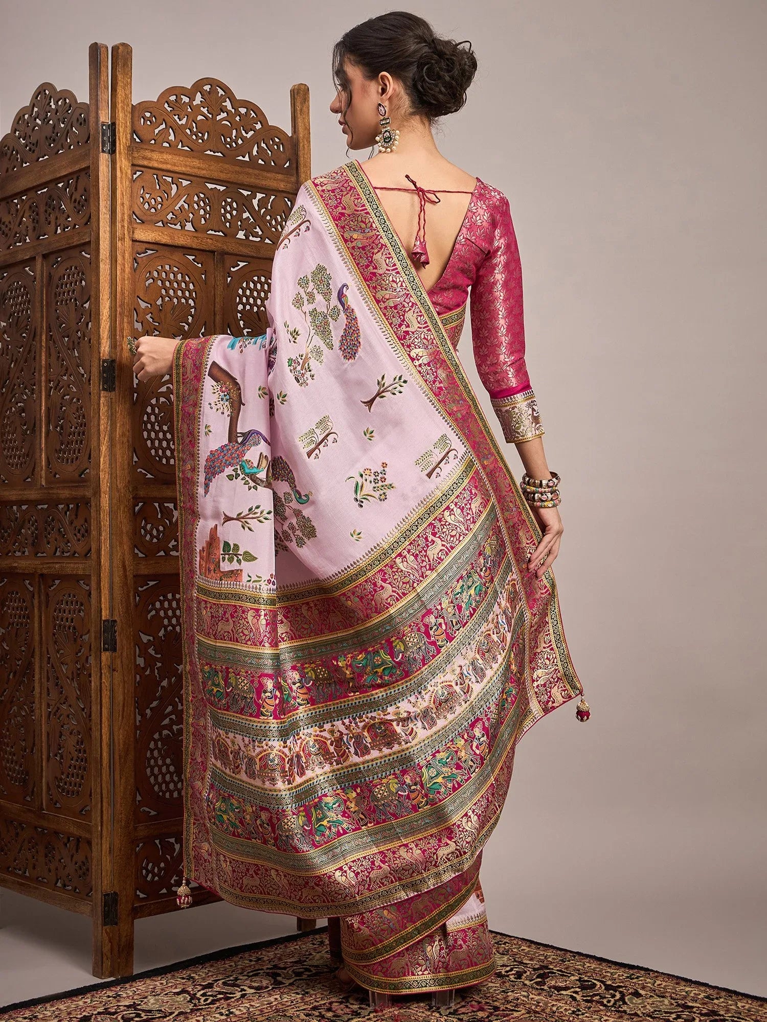 Mauve Banarasi Viscose Silk Woven Saree - The Dori Store