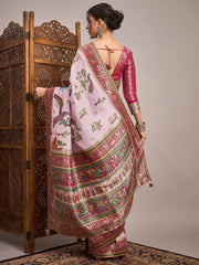 Mauve Banarasi Viscose Silk Woven Saree - The Dori Store