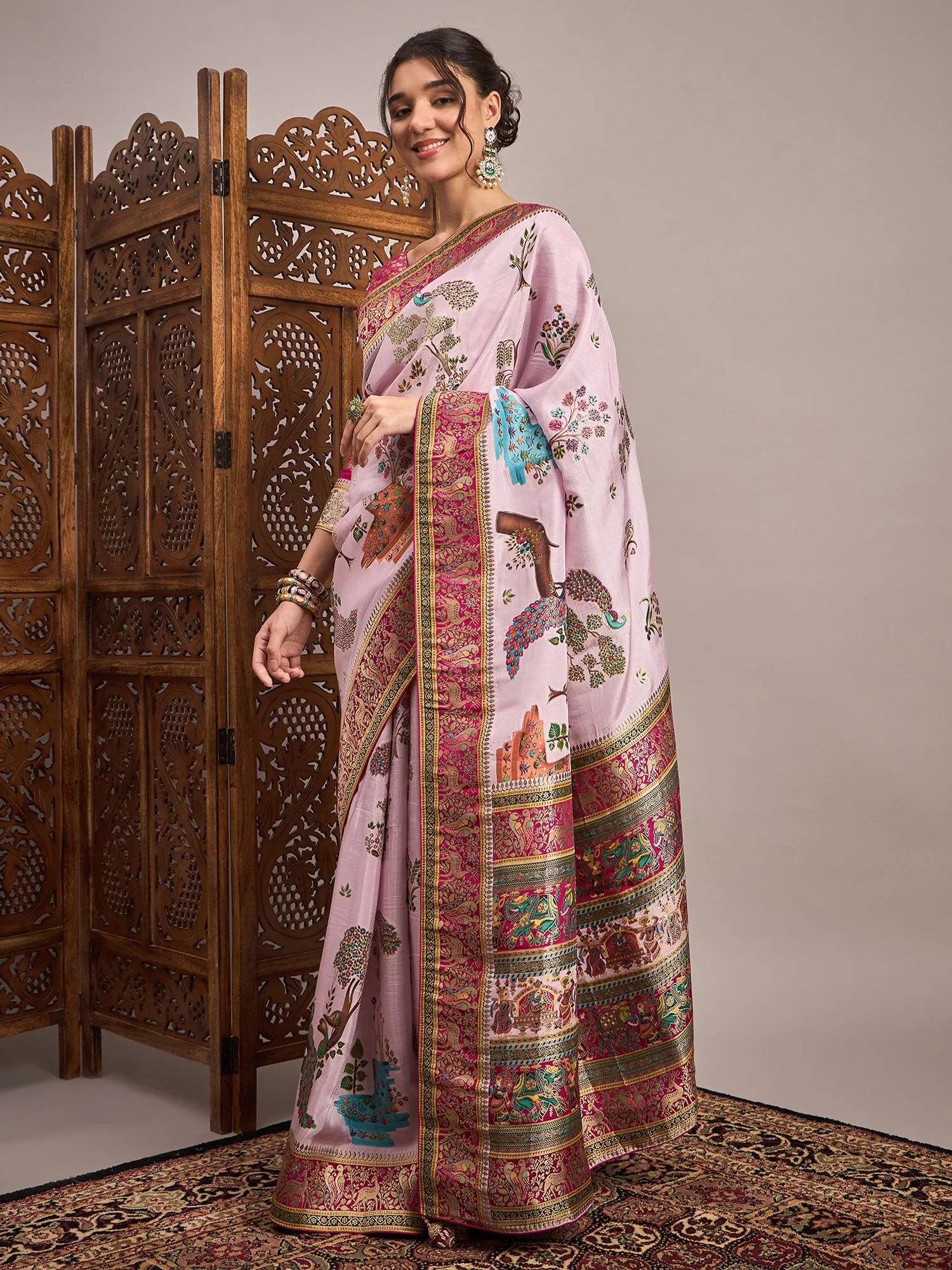 Mauve Banarasi Viscose Silk Woven Saree - The Dori Store