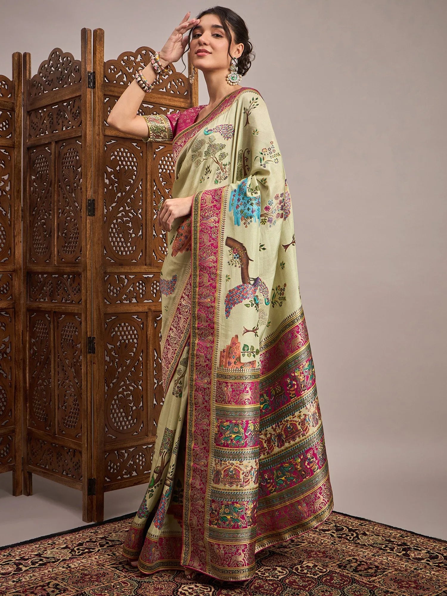 Light Banarasi Viscose Silk Woven Saree - The Dori Store