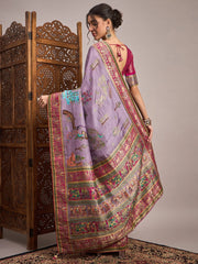 Lavendar Banarasi Viscose Silk Woven Saree - The Dori Store