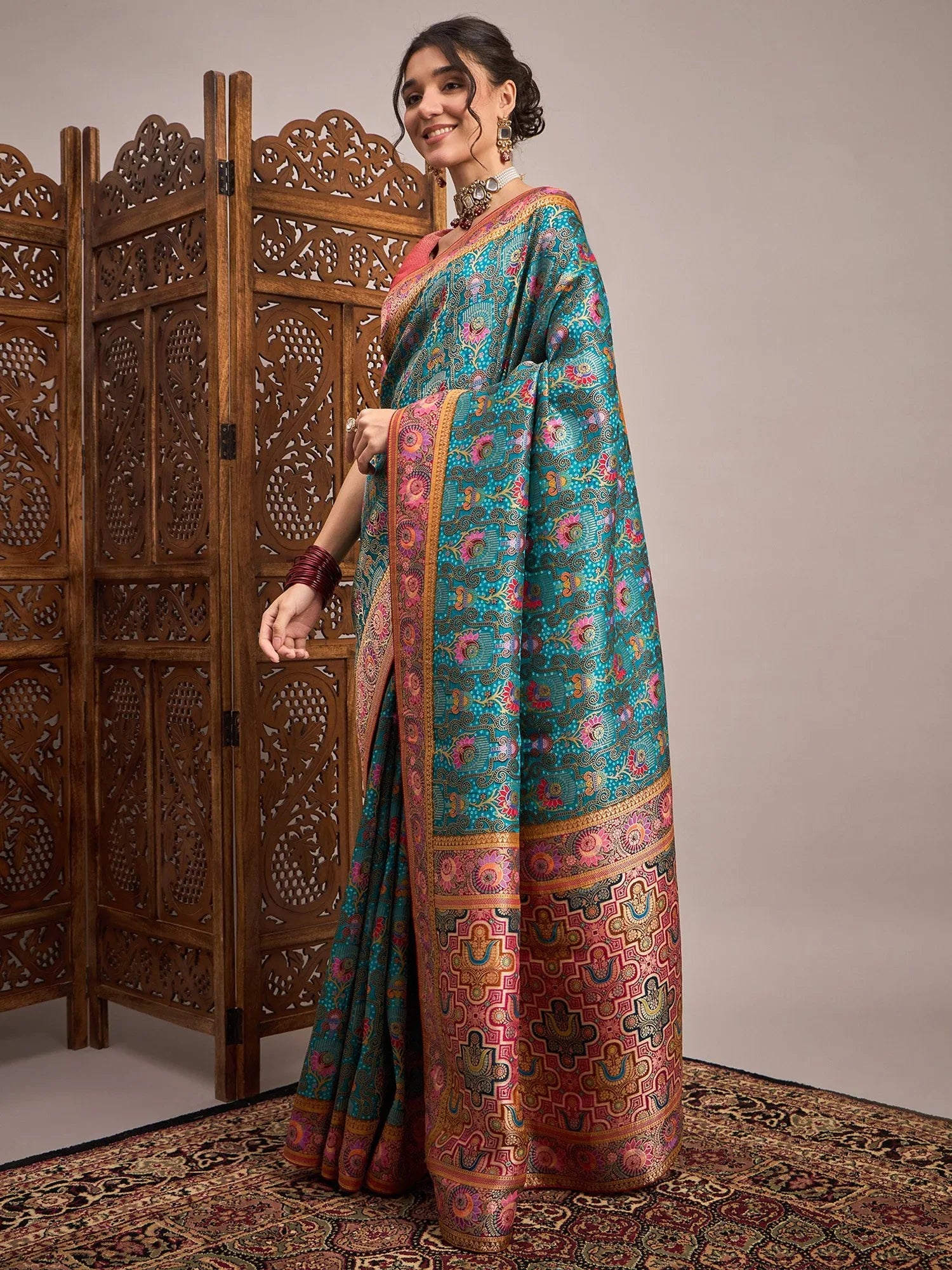 Light Banarasi Viscose Silk Woven Saree - The Dori Store