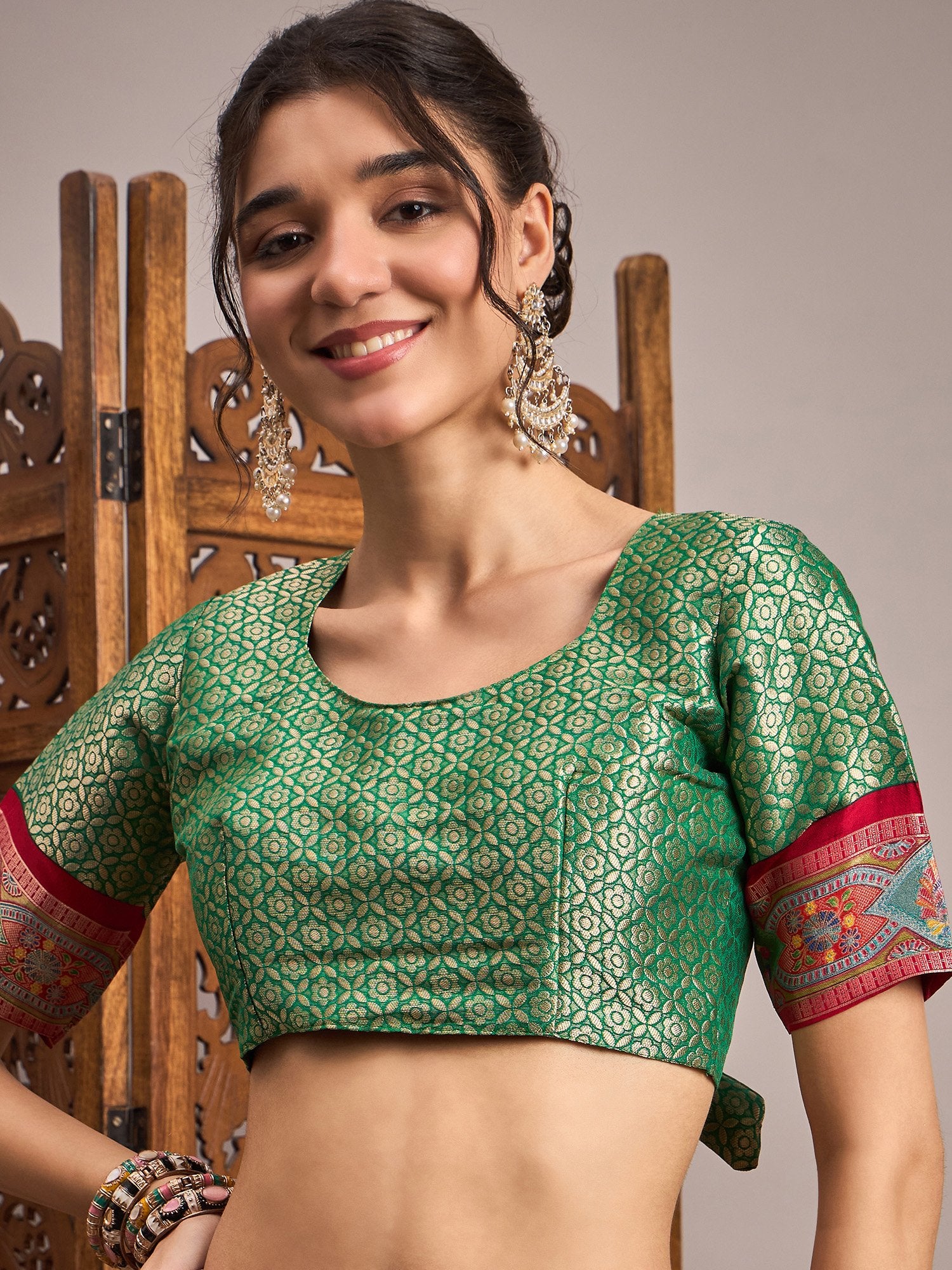 Red Banarasi Viscose Silk Woven Saree