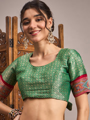 Red Banarasi Viscose Silk Woven Saree