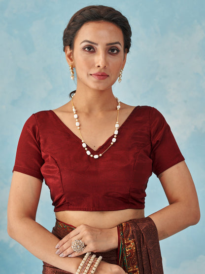 Maroon Bagru Crepe Printed Saree