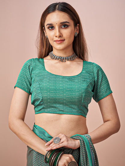 Sea Block Print Crepe Printed Saree