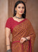 Maroon Maroon Block Print Crepe Printed Saree