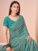 Blue Turquoise Block Print Crepe Printed Saree