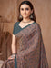 Grey Charcoal Block Print Crepe Printed Saree