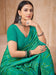 Blue Turquoise Block Print Crepe Printed Saree