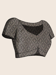 Black Banarasi Satin Silk Woven Saree