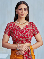 Yellow Bagru Crepe Printed Saree