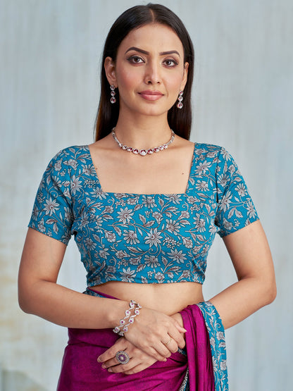 Pink Bagru Crepe Printed Saree