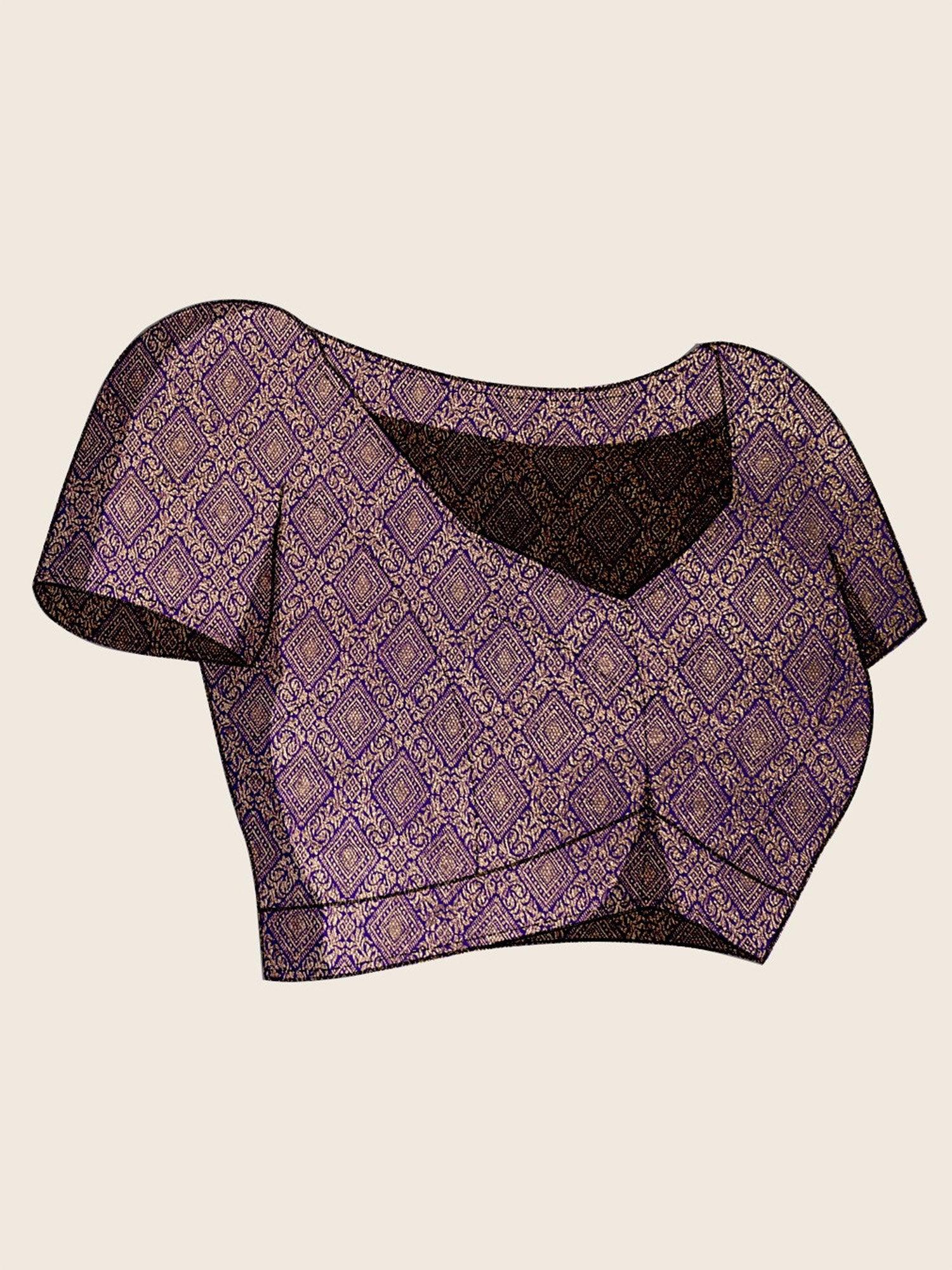 Purple Banarasi Satin Silk Woven Saree