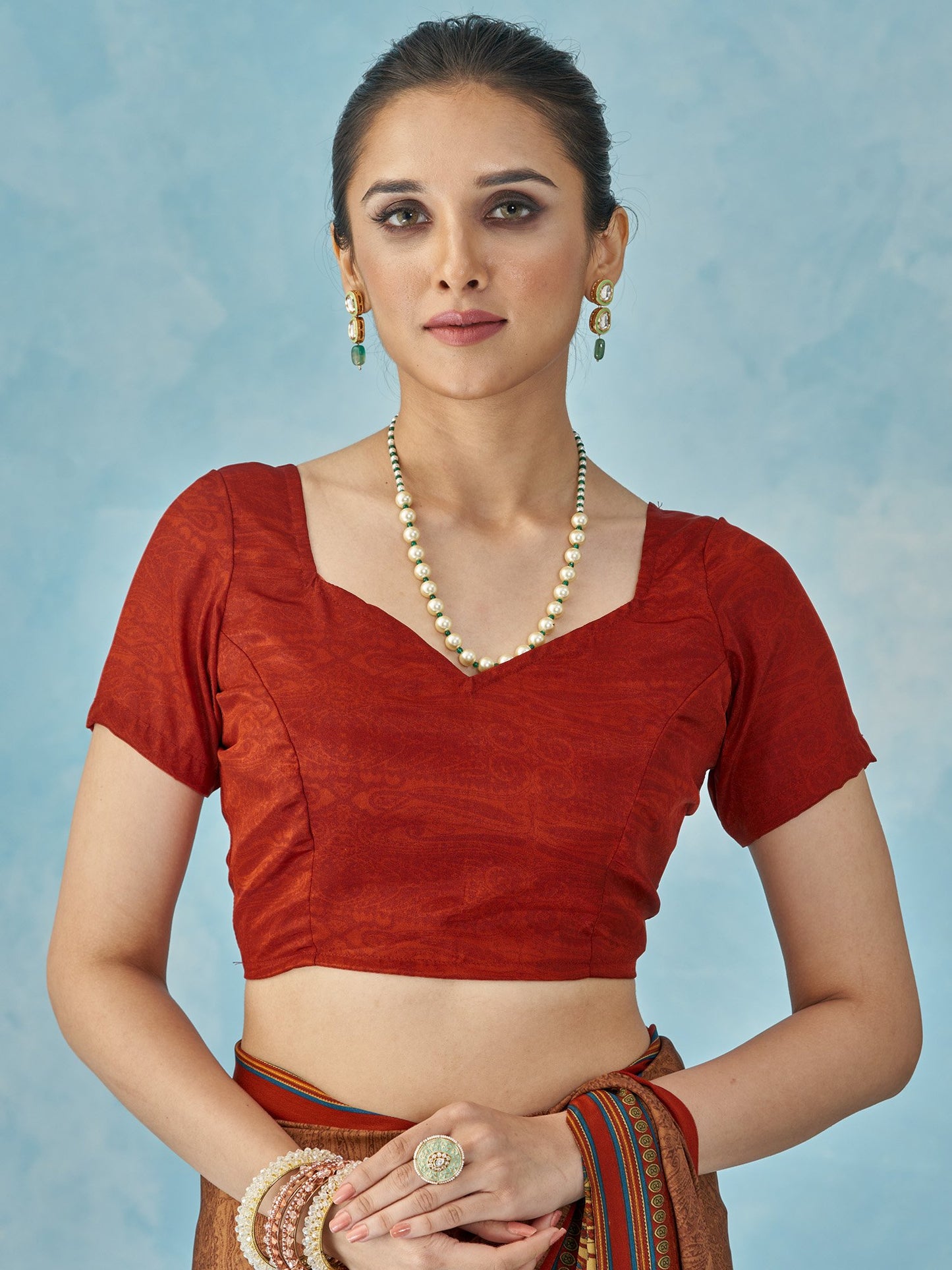 Beige Bagru Crepe Printed Saree
