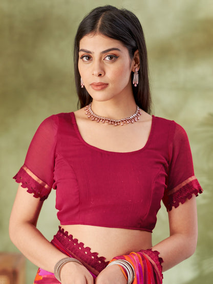 Pink Party Wear Chiffon Printed Saree