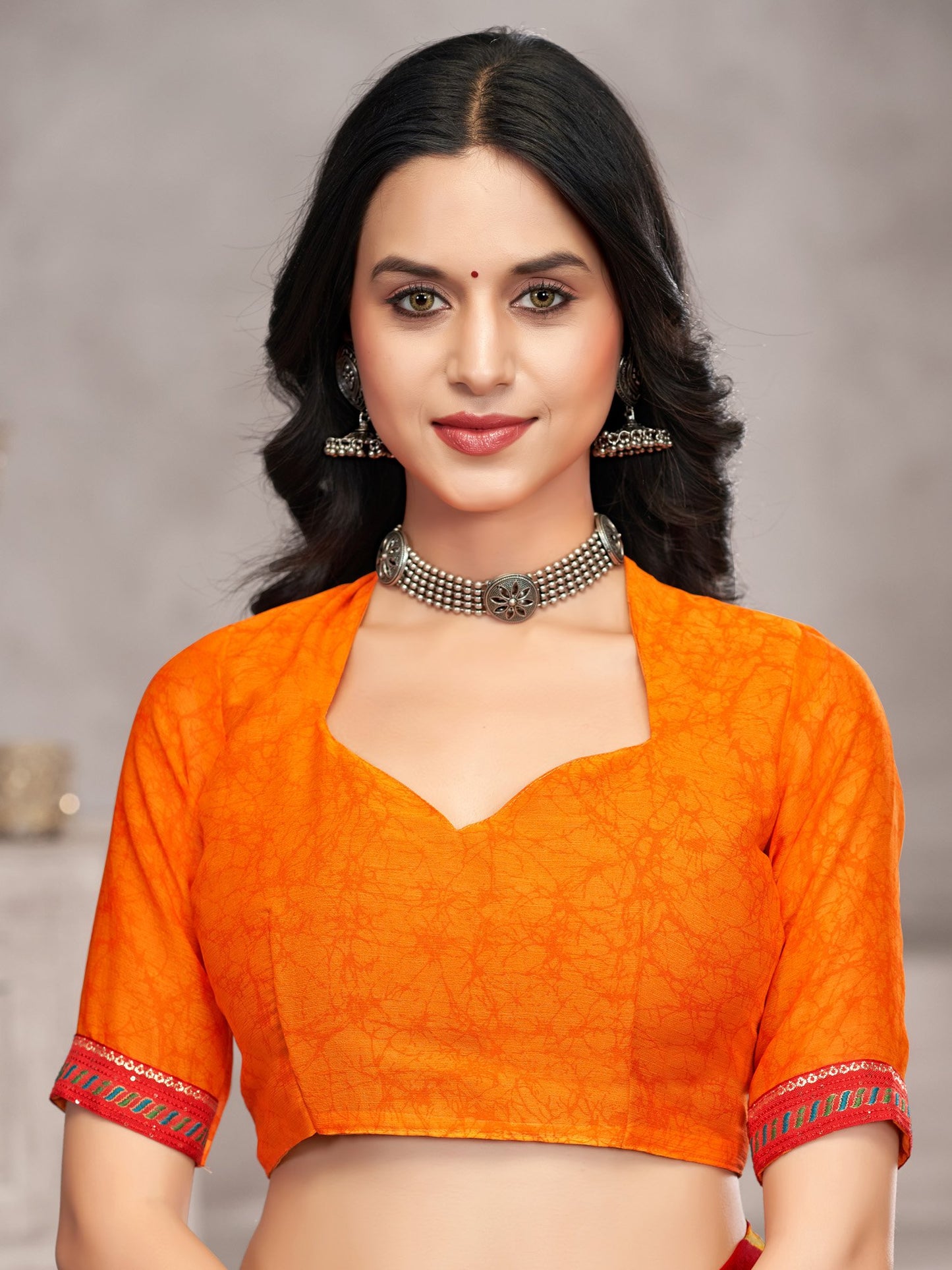Red Party Wear Chiffon Printed Saree