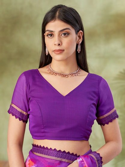 Purple Party Wear Chiffon Printed Saree