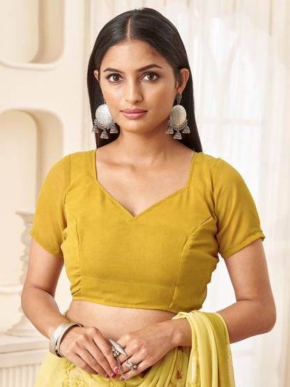 Yellow Bagru Georgette Printed Saree