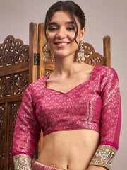 Cream Banarasi Viscose Silk Woven Saree