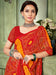 Red Red Bandhani Chiffon Printed Saree