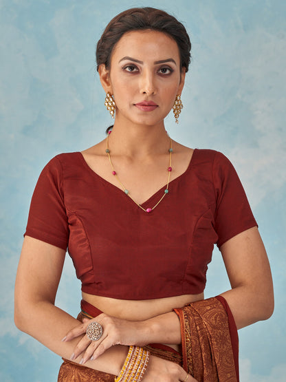 Beige Bagru Crepe Printed Saree