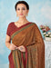 Brown Beige Bagru Crepe Printed Saree