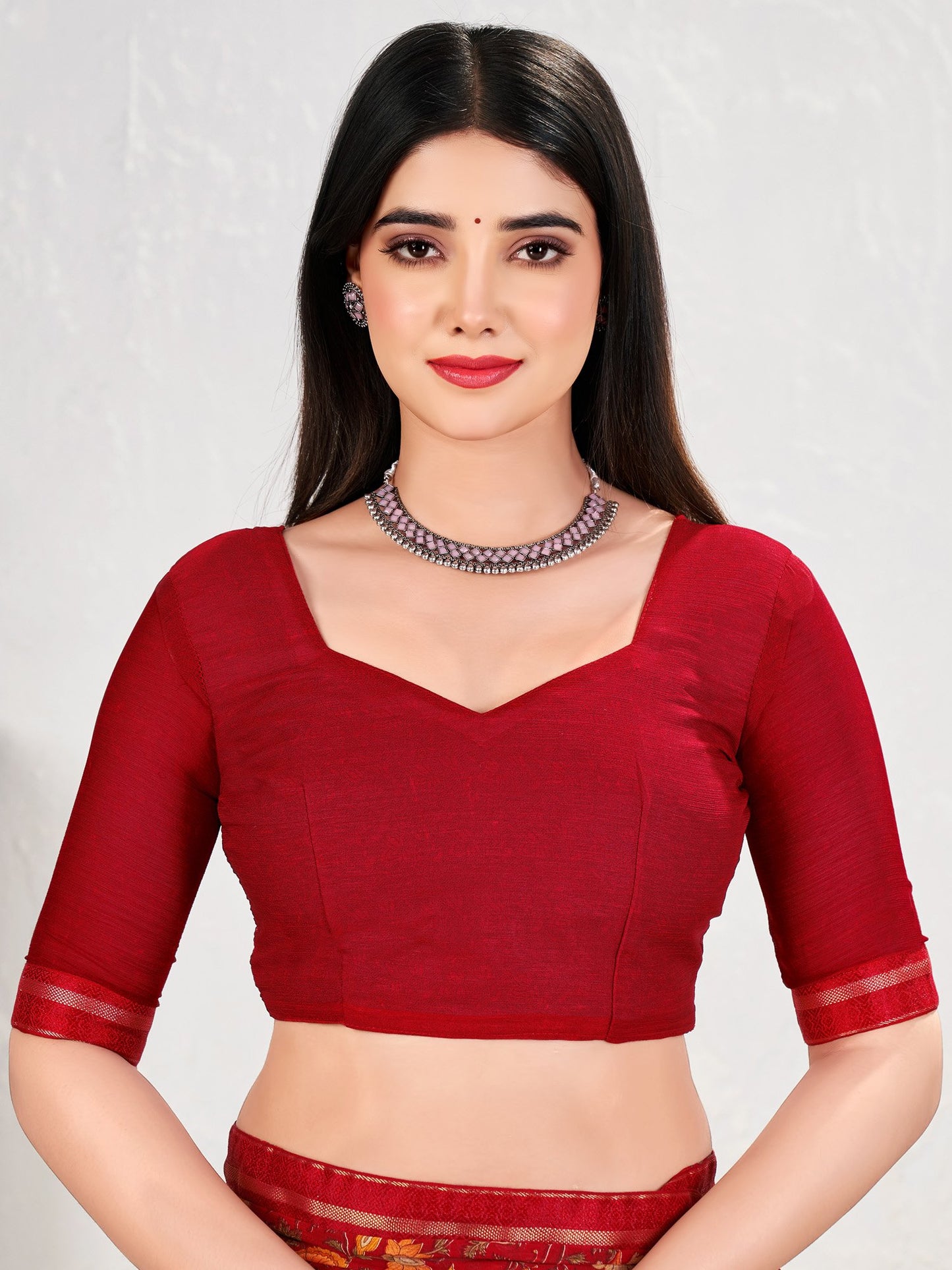 Red Party Wear Chiffon Printed Saree