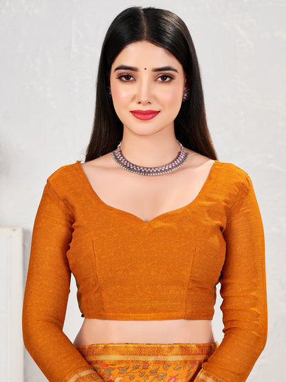 Mustard Party Wear Chiffon Printed Saree