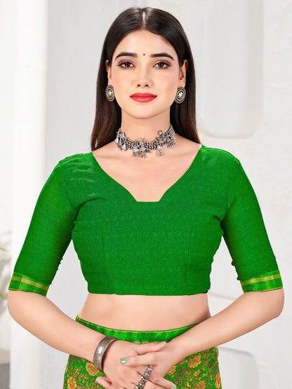 Green Party Wear Chiffon Printed Saree