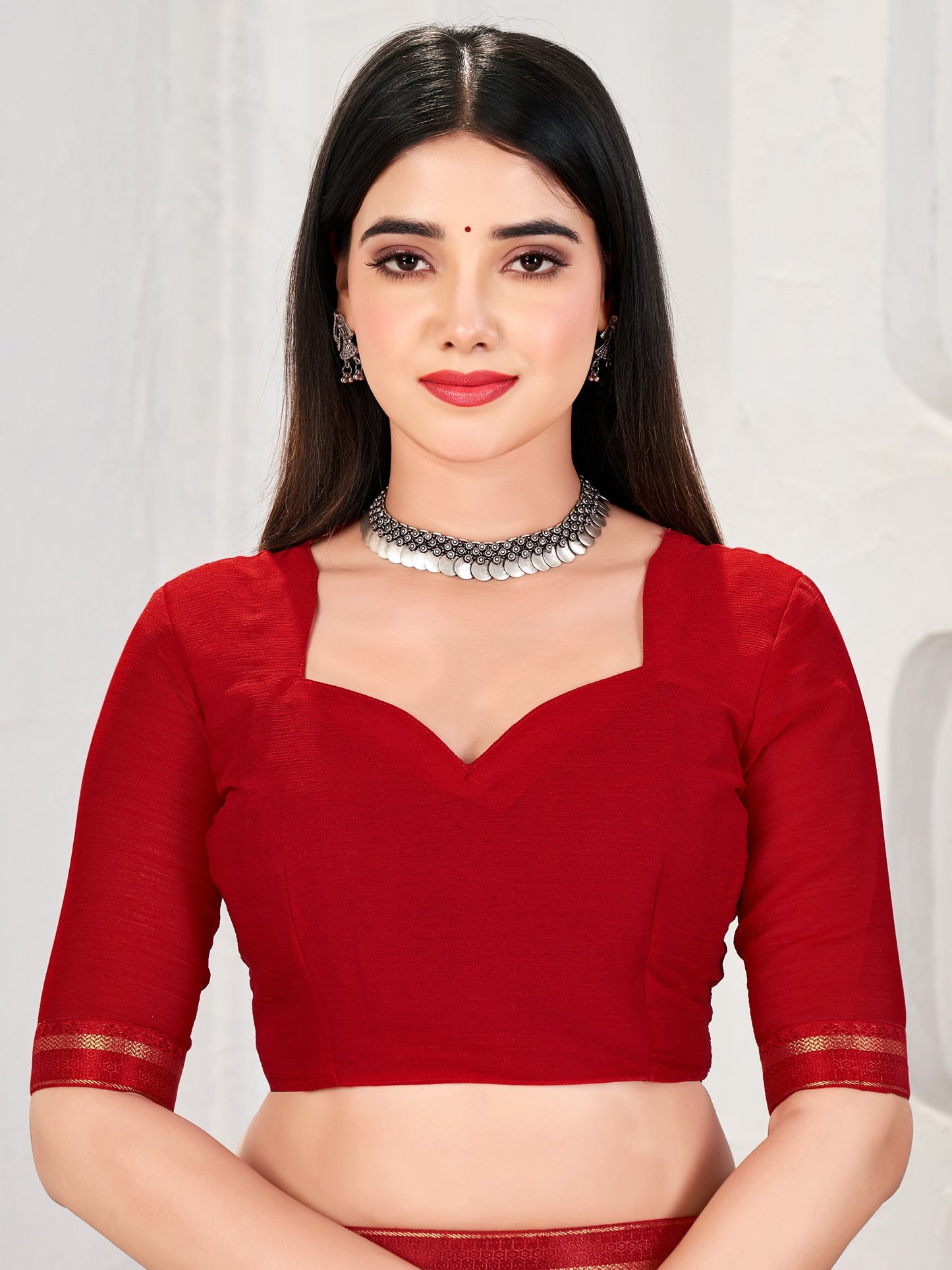 Red Party Wear Chiffon Printed Saree