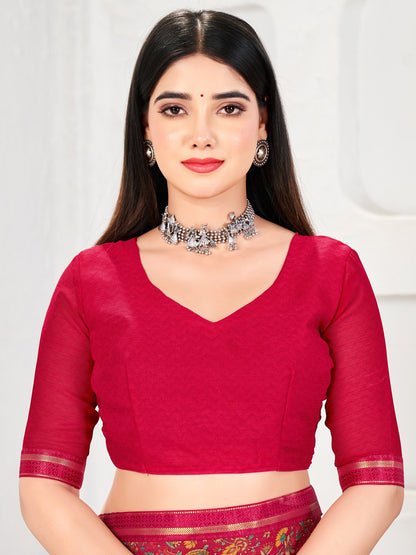 Pink Party Wear Chiffon Printed Saree