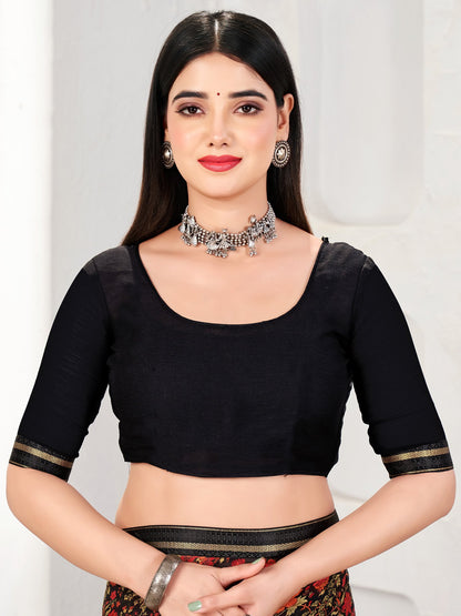 Black Party Wear Chiffon Printed Saree