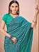 Blue Turquoise Block Print Crepe Printed Saree