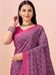 Purple Pink Block Print Crepe Printed Saree