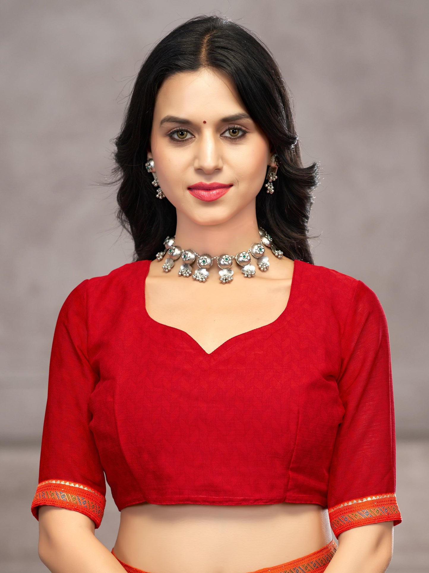 Orange Party Wear Chiffon Printed Saree