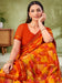 Orange Orange Party Wear Chiffon Printed Saree
