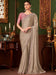 Grey Beige Party Wear Chiffon Embellished Saree