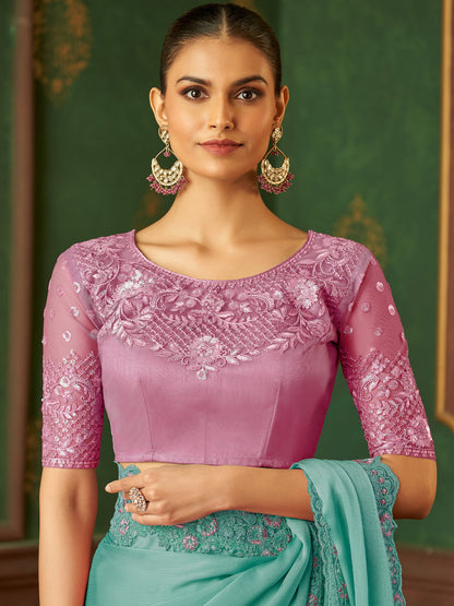 Light Party Wear Chiffon Embellished Saree