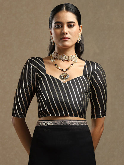 Black Party Wear Vichitra Silk Embellished Saree