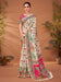 Cream Cream Banarasi Viscose Silk Printed Saree