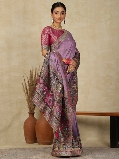 Lavendar Patola Viscose Silk Woven Saree